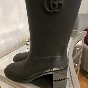 Gucci Black Rain Boots with GG Logo